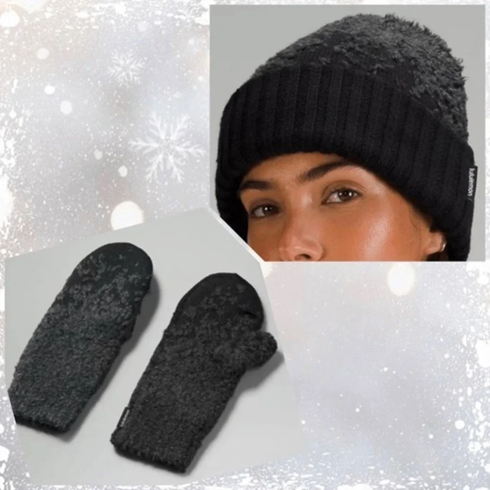 LULULEMON‎ BUNDLE OF HAT & MITTENS BLACK OMBRE NWT WOOL BLEND